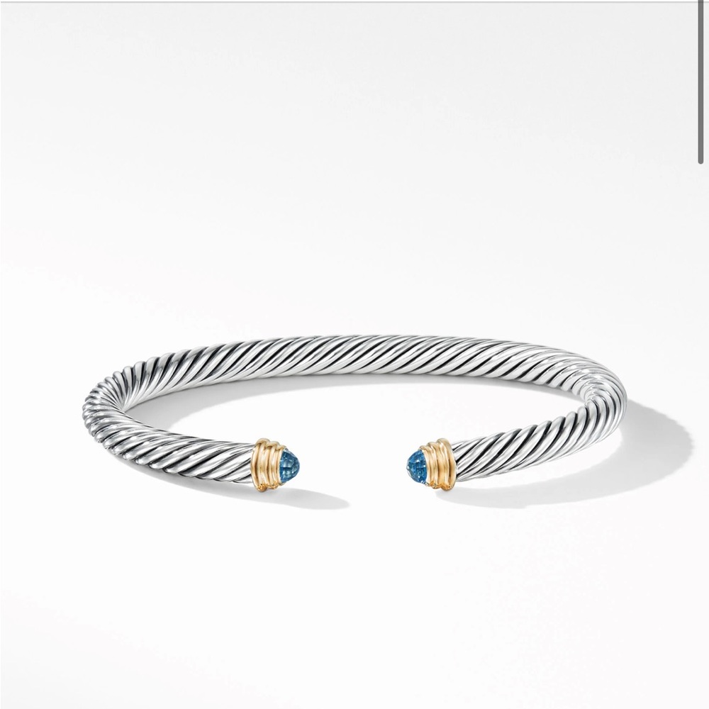 David yurman Cable Classics Bracelet Sterling Silver Blue Topaz 14K Yellow Gold